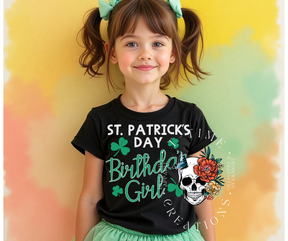 St. Patrick's Day Birthday Girl kids shirt
