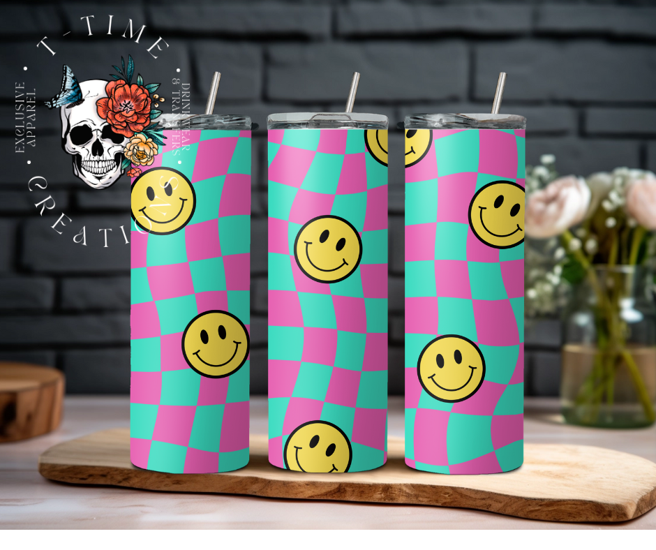 Yellow Smiley Retro 20oz Tumbler