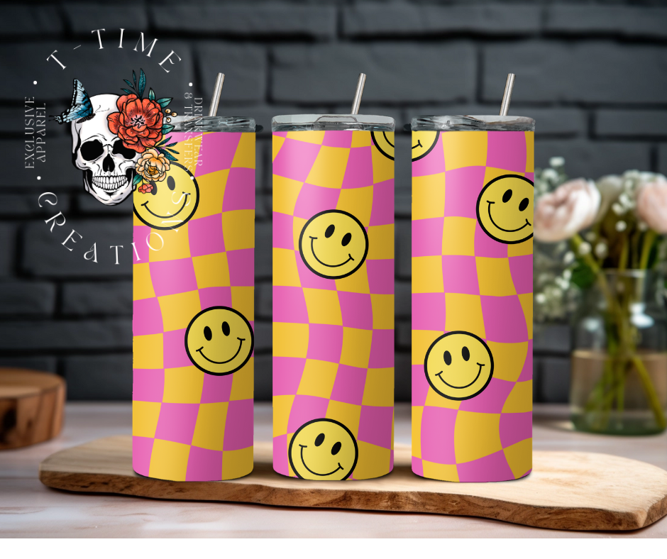 Orange and Pink Smiley Retro 20oz Tumbler
