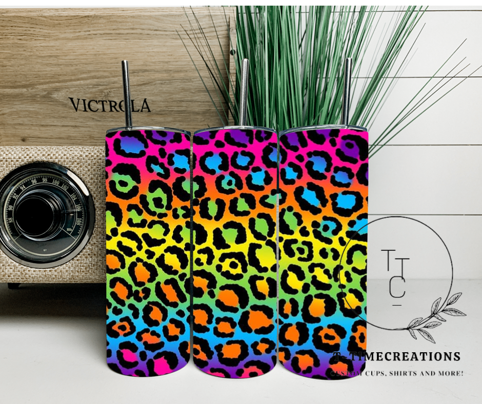 Rainbow cheetah print Sublimation Tumblr