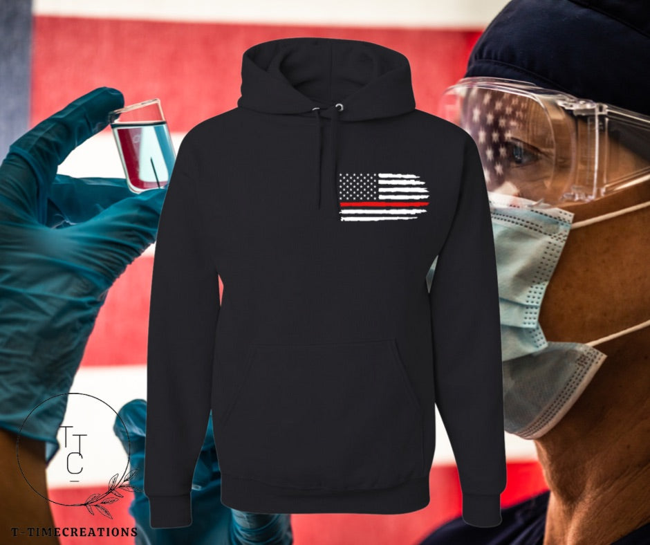 Nurse RN Red Line Hoodie