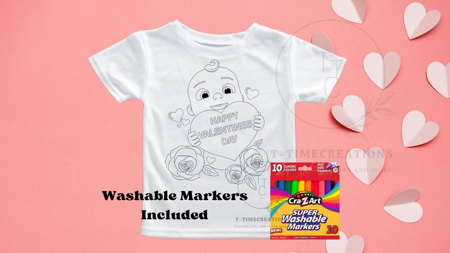 Coco Valentine’s Day Washable Valentines Day Shirt With Washable Markers