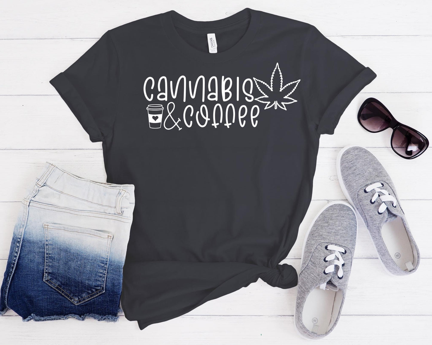 Cannabis and coffee Adult Tshirt