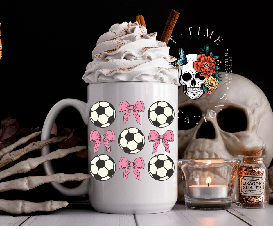 Bows and Soccer mom 16oz mug