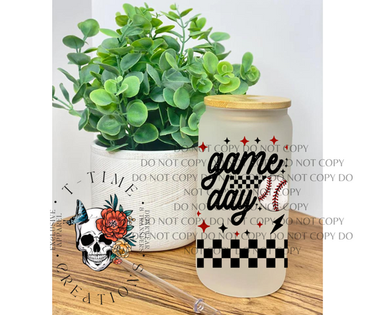 Game Day- Baseball 16oz boho glass can Tumbler