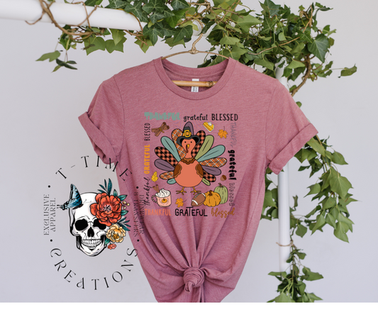 Turkey, Thankful Blessed T-Shirt