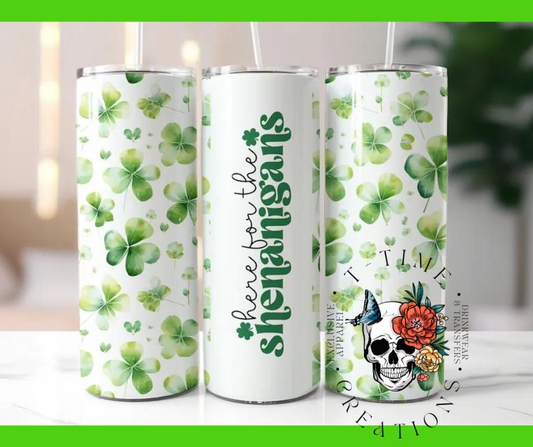 Here for the Shenanigans 20oz Sublimation tumbler