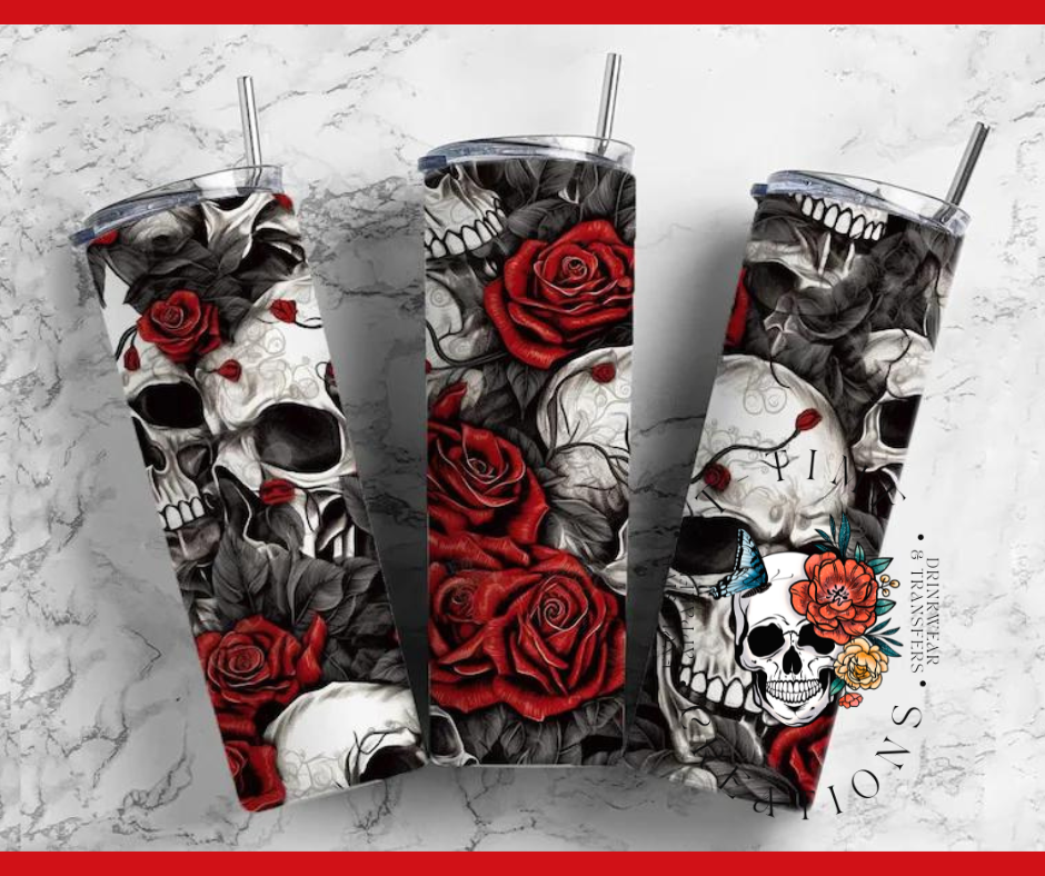 Skulls and Roses 20oz Sublimation tumbler