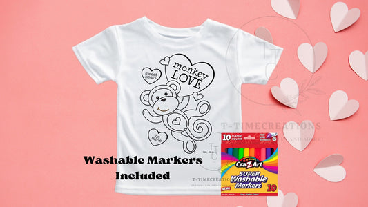 Monkey Love Washable Valentines Day Shirt With Washable Markers