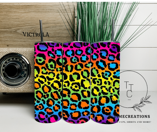 Rainbow cheetah print Sublimation Tumblr