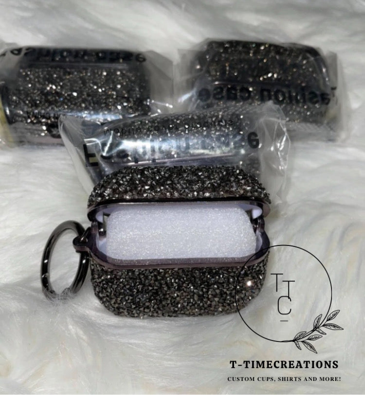 Black Glitter ear pods case