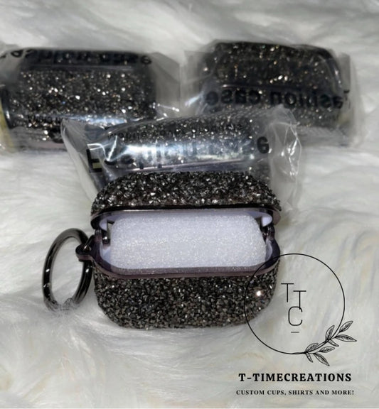 Black Glitter ear pods case