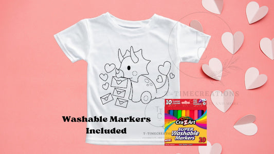 Dino Washable Valentines Day Shirt With Washable Markers