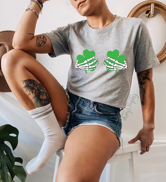 Clover Skellie Hands Adult TShirt