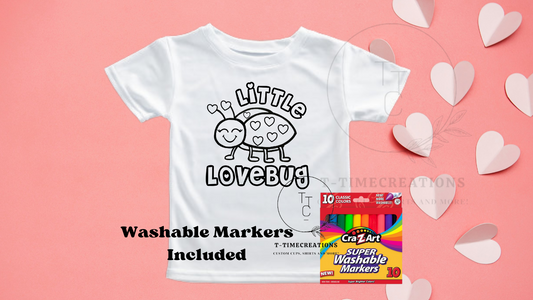 Girls Washable Valentines Day Shirt With Washable Markers