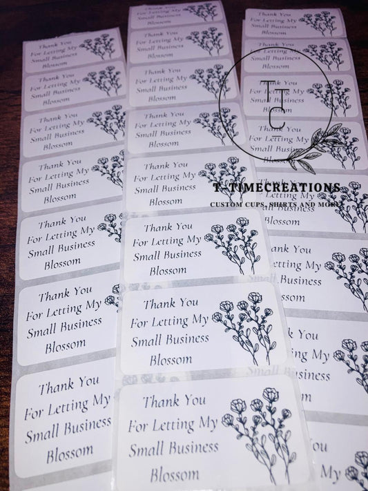 Thank You For Letting My Small business Blossem Thermal Packaging Stickers